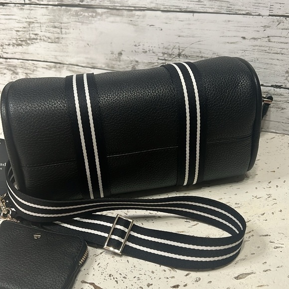 NWT Kate Spade Black Leather Satchel Duffle Crossbody Bag w/ Coin Pouch - Picture 5 of 12
